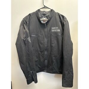 Harley Davidson Willie G Skull Jacket Mens L Black Twill Wind Resistant